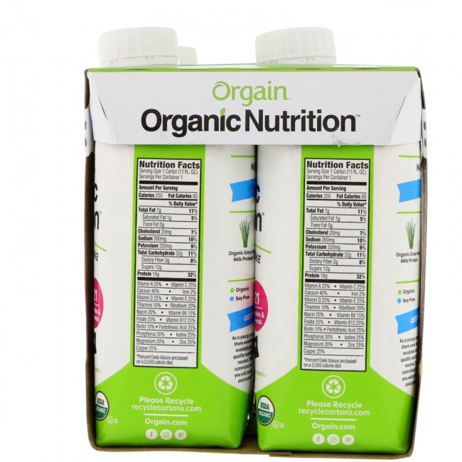 Orgain Organic Nutritional Shake Creamy Chocolate Fudge 11 oz - 4 Pack