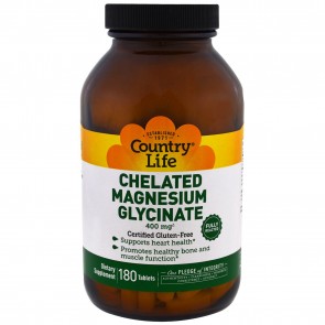 Country Life Chelated Magnesium Glycinate 400mg 180 Tablets