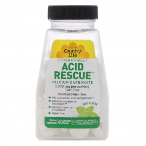 Country Life Acid Rescue 1,000 mg Mint Flavor 60 Chewable Tablets