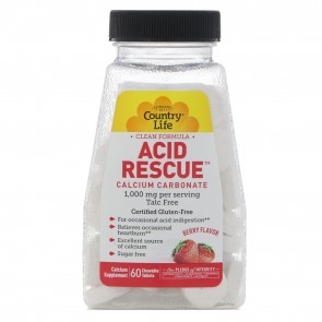 Country Life Acid Rescue 1,000 mg Berry Flavor 60 Chewable Tablets