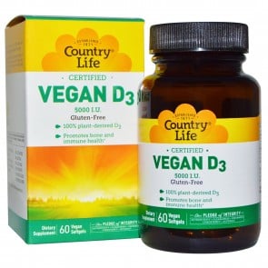 Country Life Vegan D3 5000 IU 60 Vegetarian Softgels