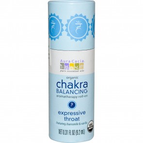 Aura Cacia Organic Chakra Balancing Aromatherapy Roll-On Expressive Throat 0.31 fl oz (9.2 ml)