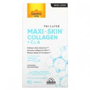 Country Life Tri-Layer Maxi Skin Collagen + C&A 90 Tablets