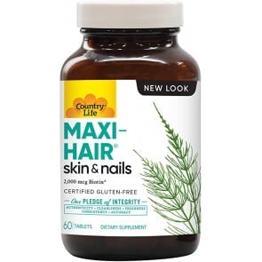 Country Life Maxi-Hair Skin & Nails 2,000 mcg 60 Tablets