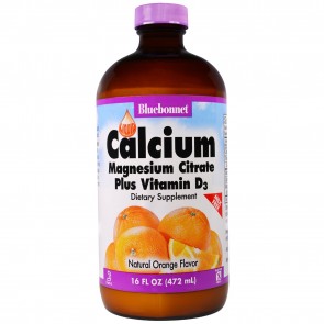 Bluebonnet Liquid Calcium Magnesium Citrate Plus Vitamin D3 Orange Flavor 16 fl oz