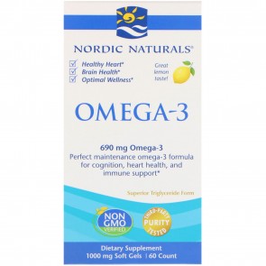 Nordic Naturals Omega-3 Lemon Flavored 60 Softgels