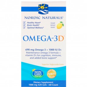Nordic Naturals Omega-3D Lemon Flavored 60 Softgels