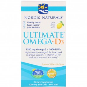 Nordic Naturals Ultimate Omega-D3 Lemon Flavored 60 Softgels