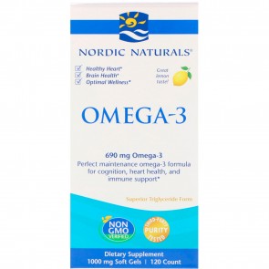 Nordic Naturals Omega-3 Lemon Flavored 120 Softgels