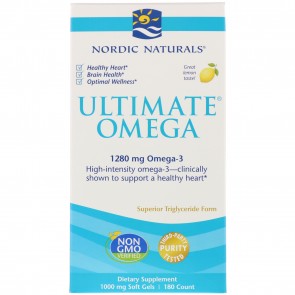 Nordic Naturals Ultimate Omega Lemon Flavored 180 Softgels