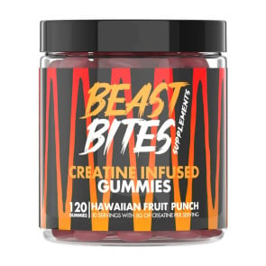 Beast Bites Supplements Creatine Infused Hawaiian Fruit Punch 120 Gummies 