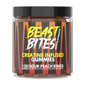 Beast Bites Supplements Creatine Infused Sour Punch Rings 120 Gummies 