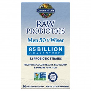 Garden of Life RAW Probiotics Men 50 & Wiser 85 Billion 32 Probiotic Strains 90 Vegetarian Capsules