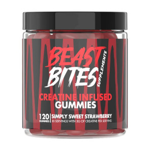 Beast Bites Supplements Creatine Infused Simply Sweet Strawberry 120 Gummies 